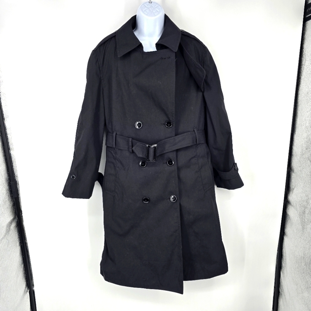 ​US Army Garrison Collection Women's Black All Weather Trench Coat Jacket 14S DL
